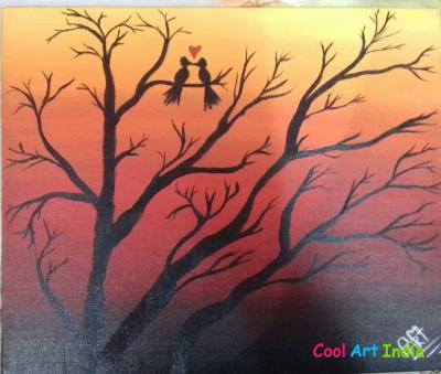 Love birds canvas painting 
