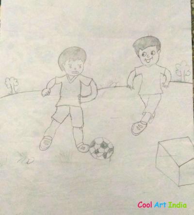 Boys playing football 