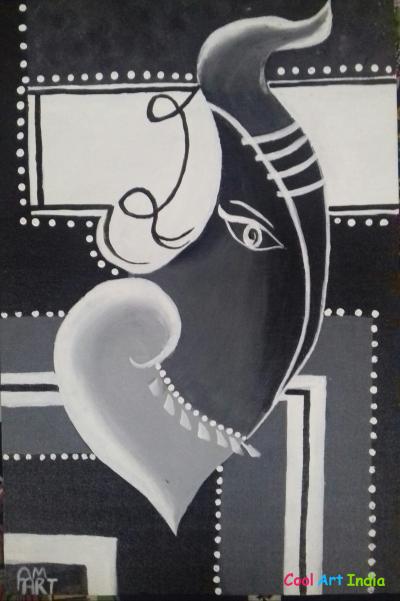 Modern art Ganesha canvas painting 