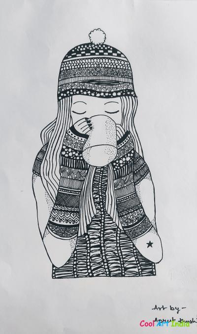 Girl by Mandala art