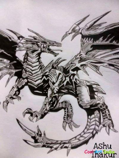 Dragon Black Pen Art 