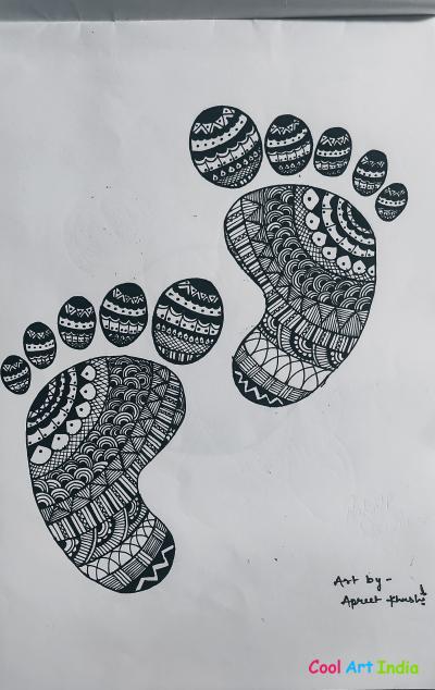 Baby footprints by Mandala art
