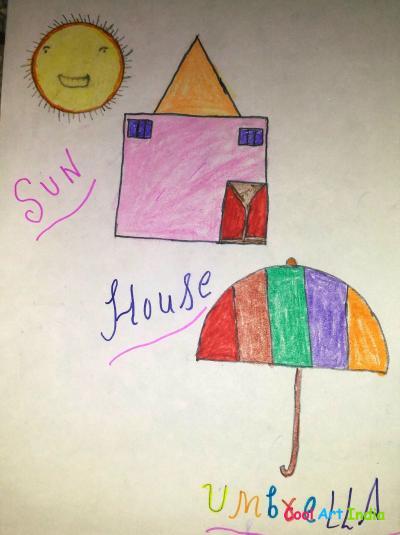 sun, house, umbrella 